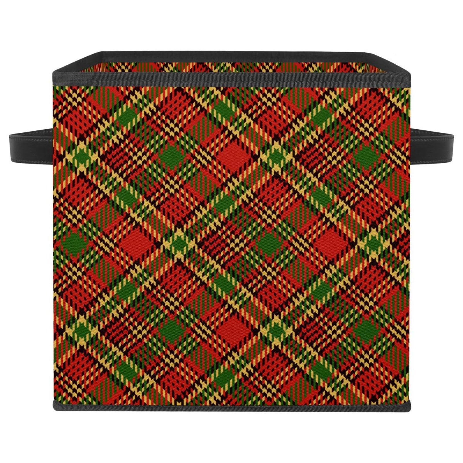 Boîte de rangement pliable premium motif écossais pour maison