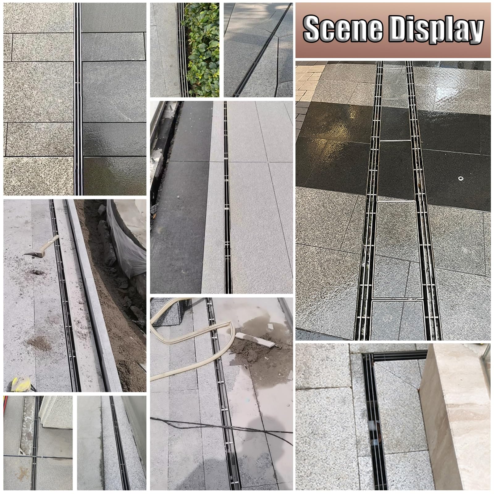 Zestaw rusztu odpływowego ze stali nierdzewnej do drenażu betonowego w garażu, na dziedzińcu, balkonie i na tarasie