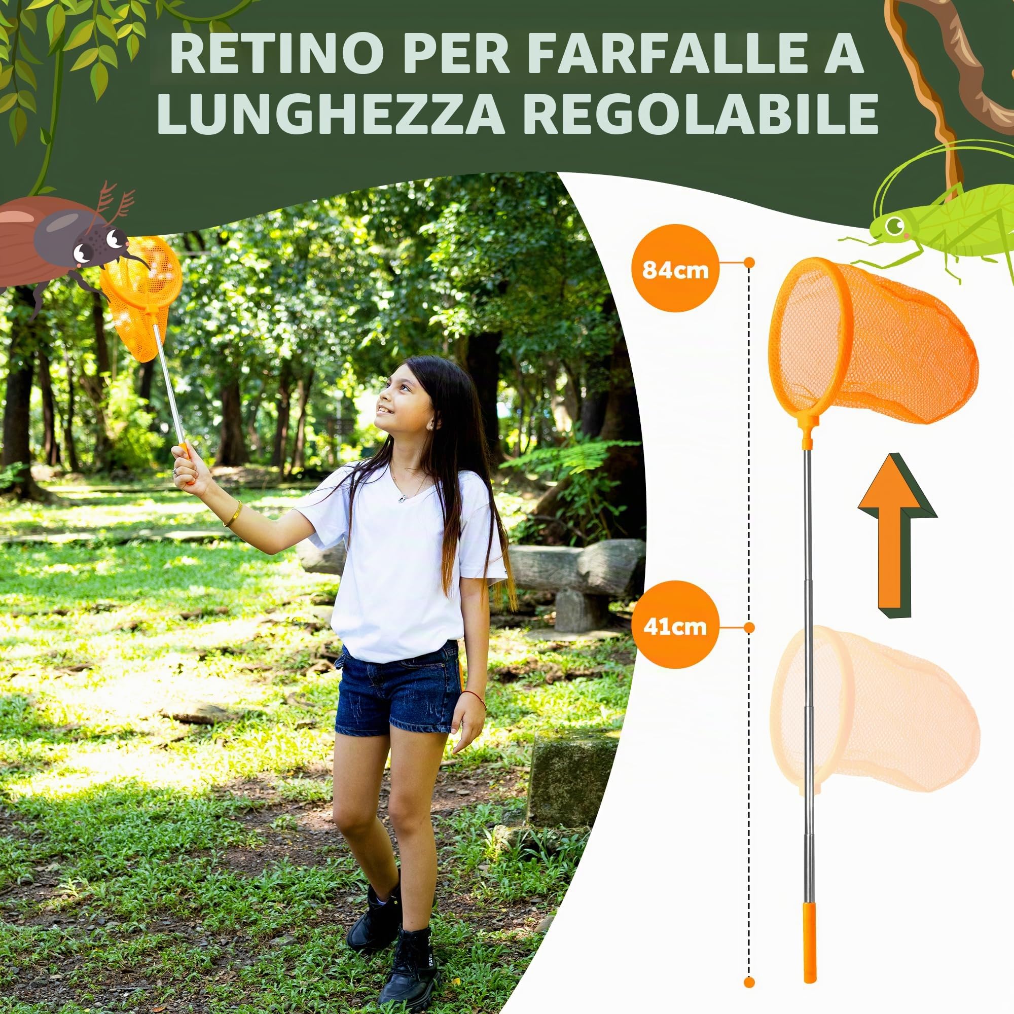 Kit Esploratore Bambini - Butterfly Kit, Binocolo, Bussola, Insetti - Giochi per Bambini 4-8 Anni