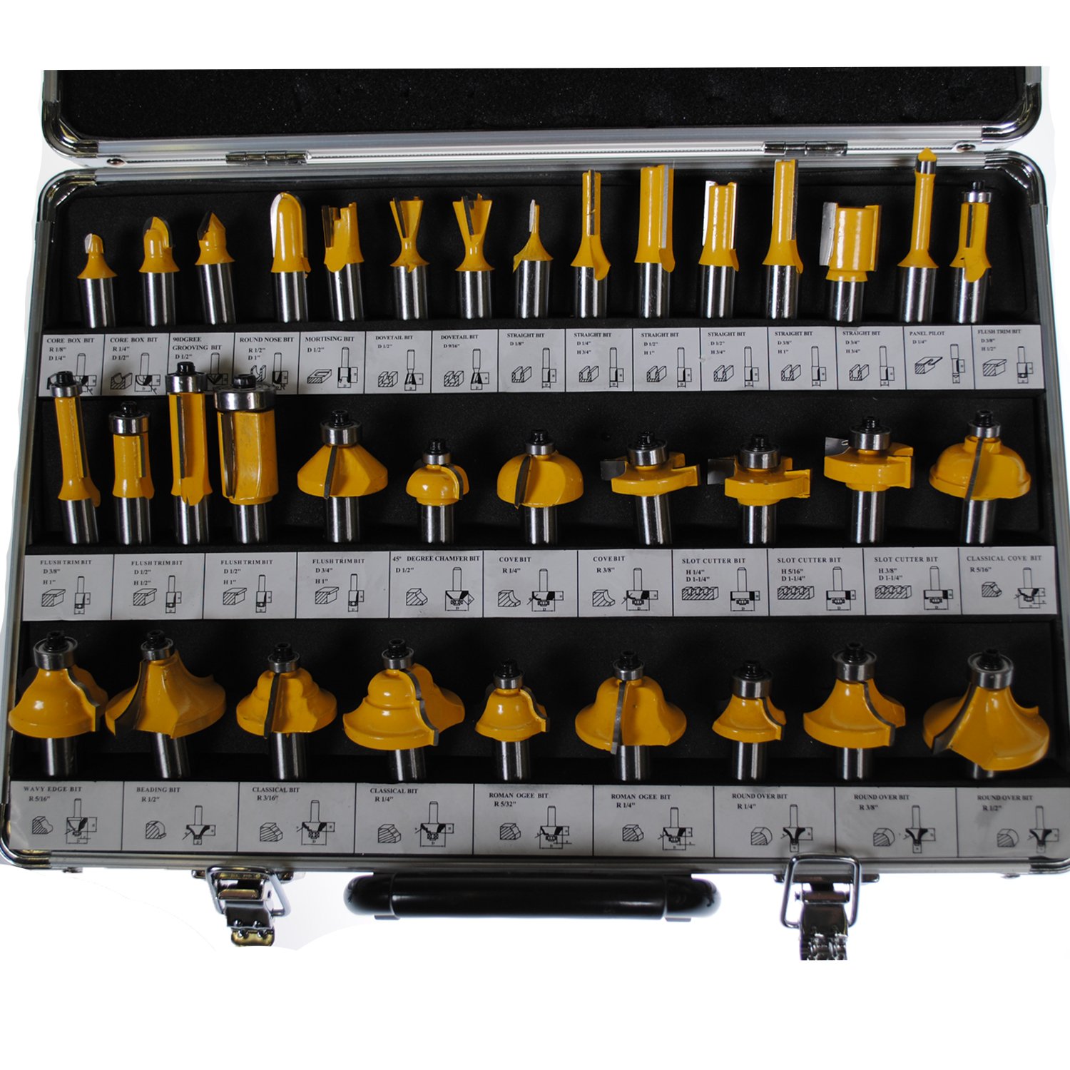 Shop4Omni Juego de 35 brocas de carburo con estuche (mangos de 1/2")