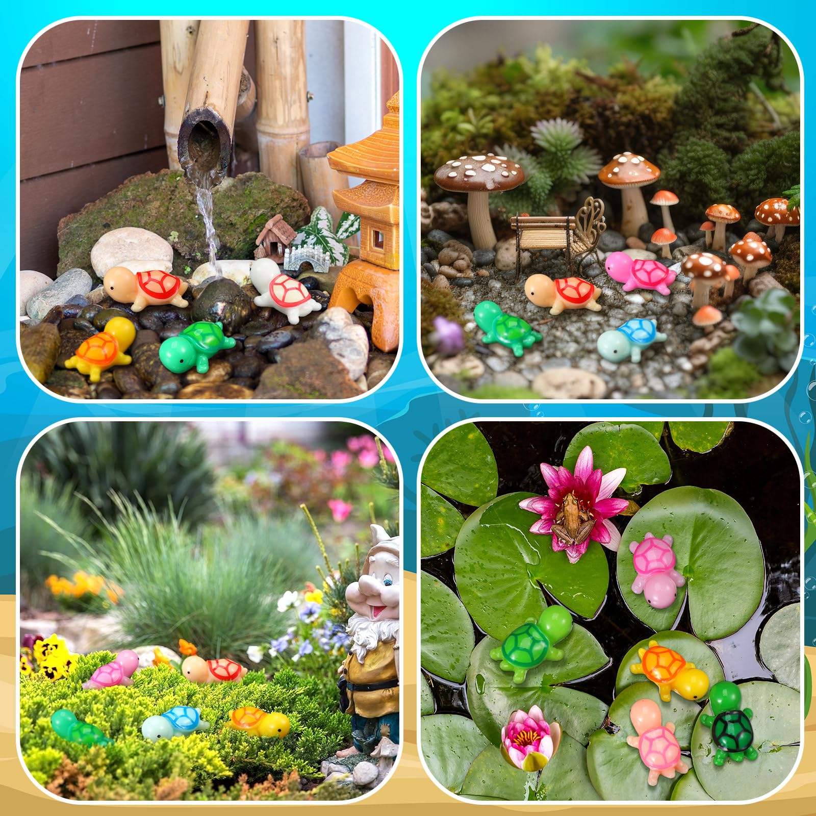 Liliful 200er-Set Mini-Schildkröten Aus Harz – Bunte Gartendeko, Für DIY, Feiern & Sammlungen