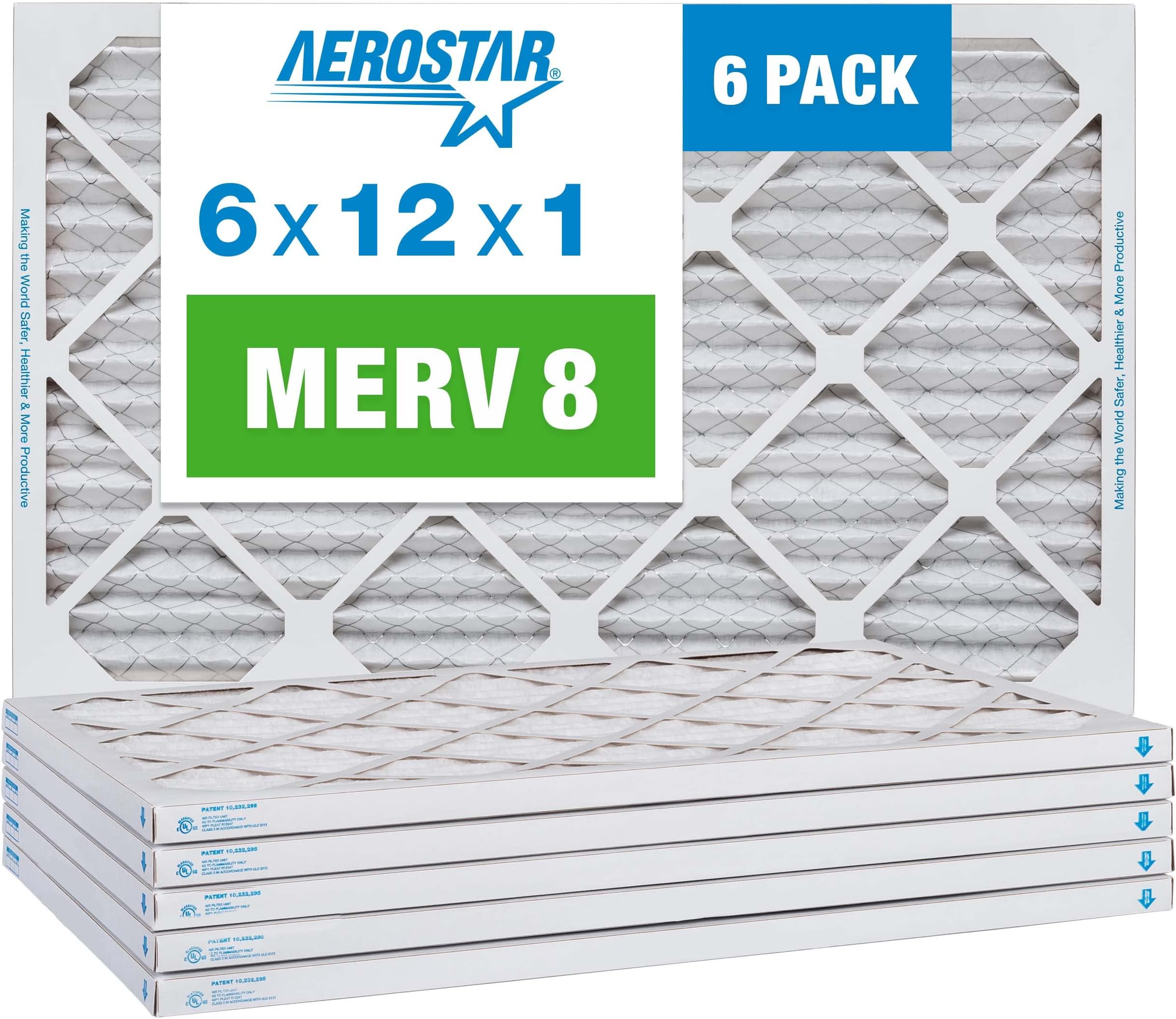 Aerostar 20x25x6 MERV 13 Replacement Pleated Air Filter for Aprilaire