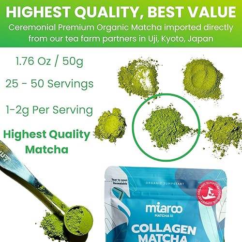 Miniatura 10 de Miaroo Té verde matcha orgánico de grado ceremonial en polvo bolsa de 176oz certificado orgánico auténtico matcha japonés superalimento antioxidante