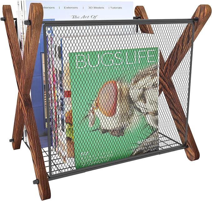 Magazine Rack Storage Highcapacity with Sturdy Metal Wire