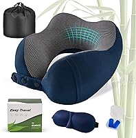 Vista 14 de Almohada de cuello para viajes, almohadas de viaje para aviones, 100% espuma viscoelástica para cuello, almohada de vuelo ajustable, accesorios