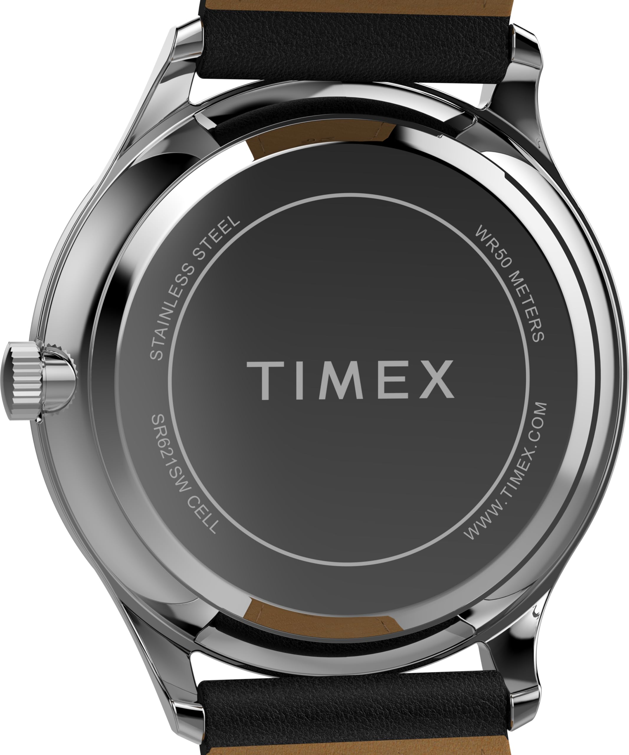 Timex Easy Reader Zegarek męski 40 mm – czarny skórzany pasek z białą tarczą i srebrną kopertą TW2W68300