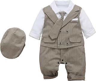 Pelele para bebé niño caballero blanco camisa chaleco pajarita esmoquin mono de una pieza