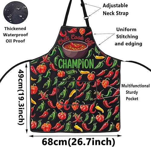 Miniatura 2 de WZMPA Chili Cook Off Champion - Delantal de cocina para chili, regalo de chef, delantales de cocina ajustables para hombres y mujeres