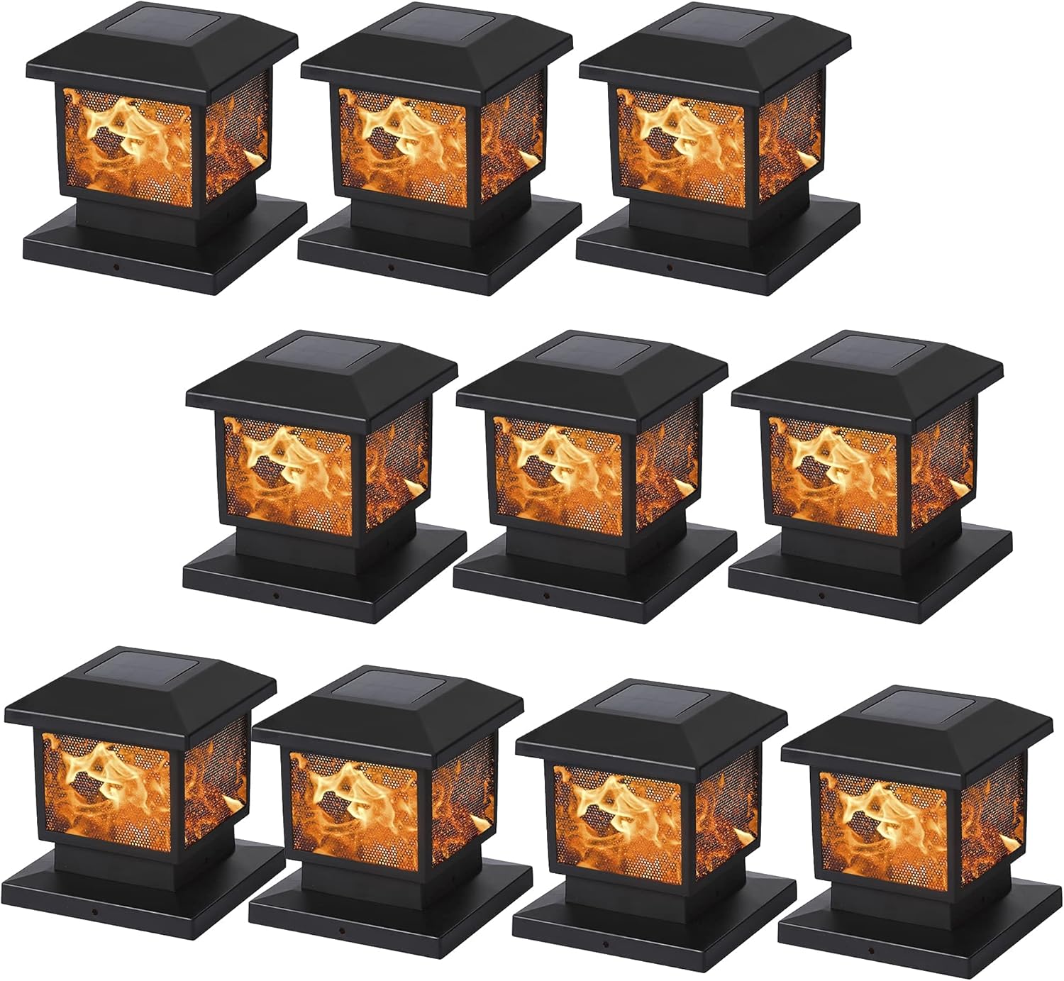 MAGGIFT 10 Pack Solar Flame Post Lights