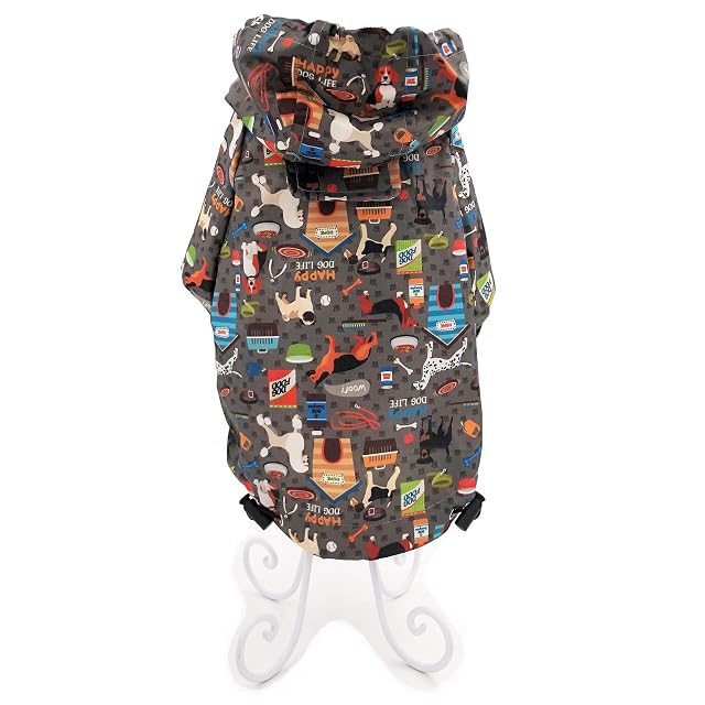 Foto 3 de 7 de Chubasquero con capucha para mascotas pequeñas, para gatos y perros, impermeable (XXS: longitud