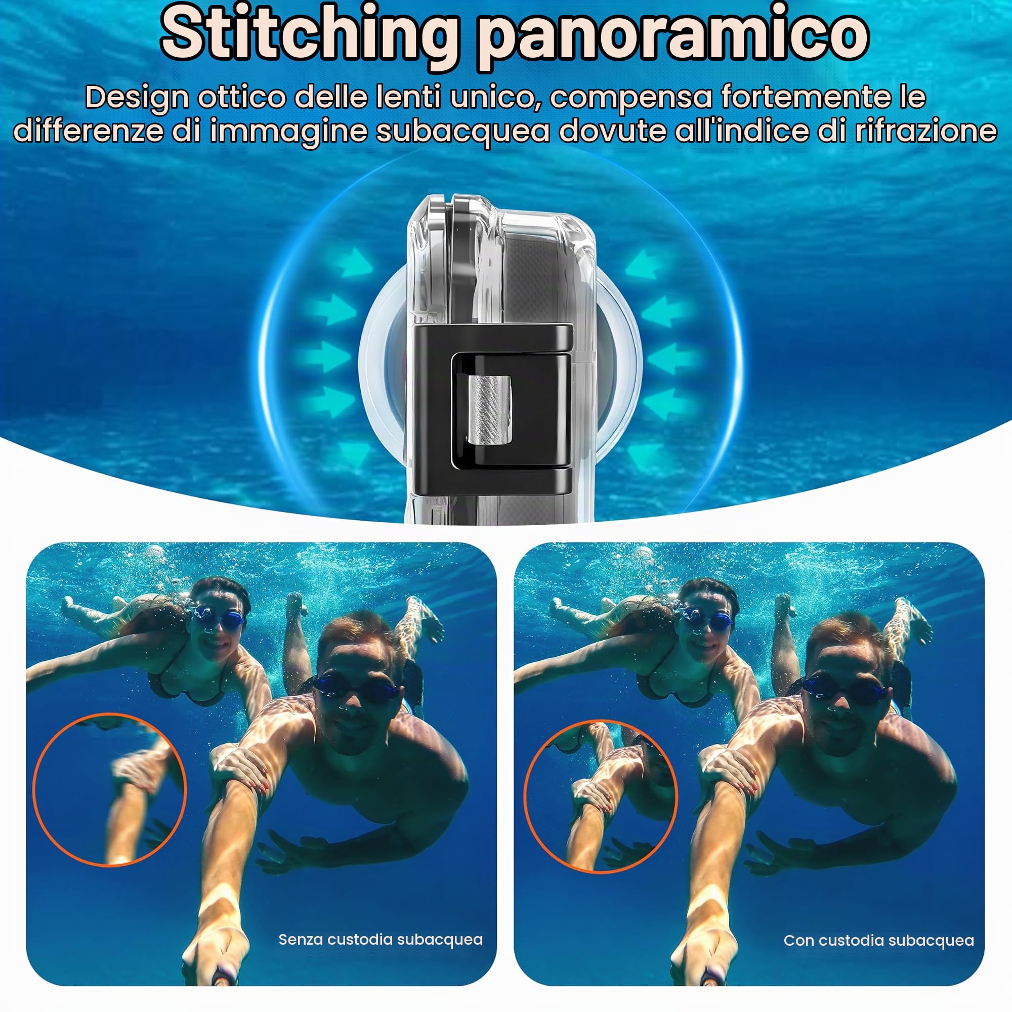 FitStill Custodia impermeabile per Insta 360 X5 impermeabile 40M HD Optical Glass Lens X5 custodia subacquea protezione completa compressione X5 accessori X5