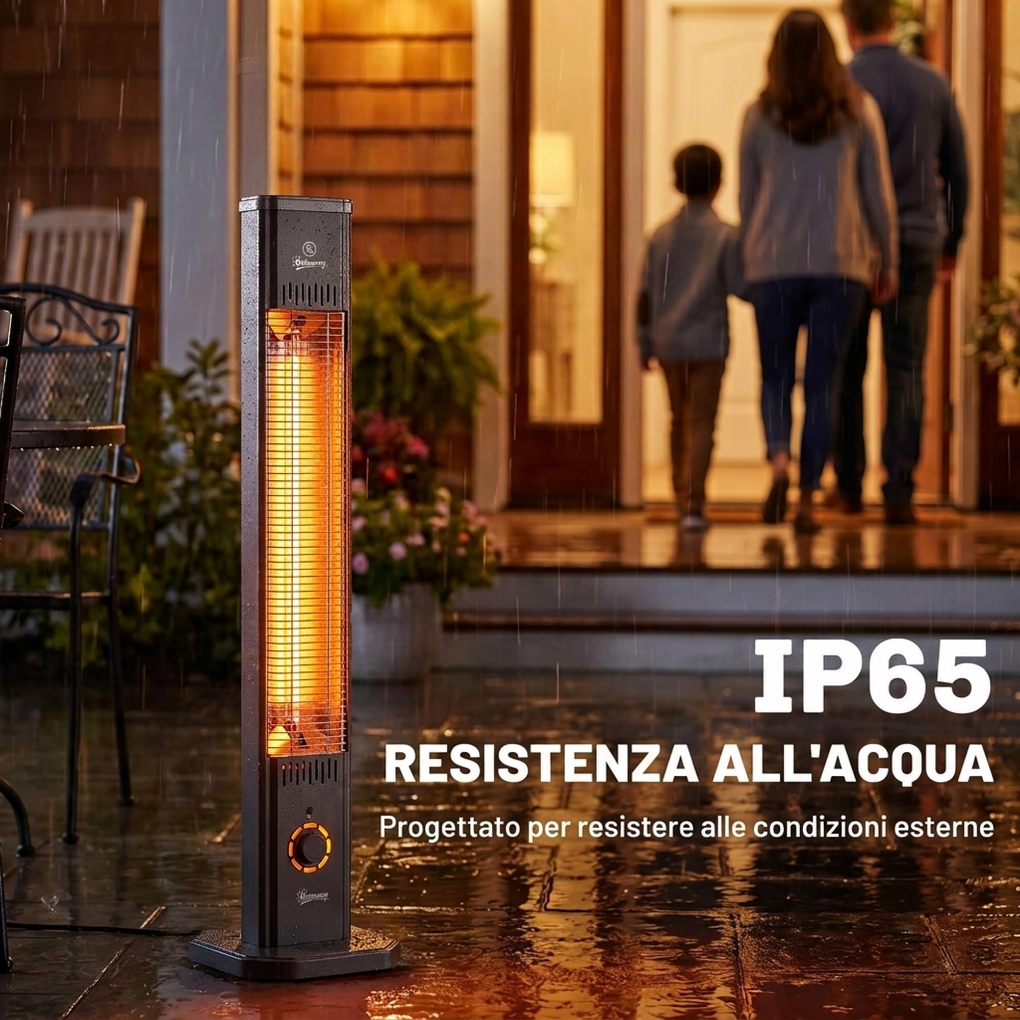 Outsunny Riscaldatore a Infrarossi da Esterno 2000W da Pavimento/Parete