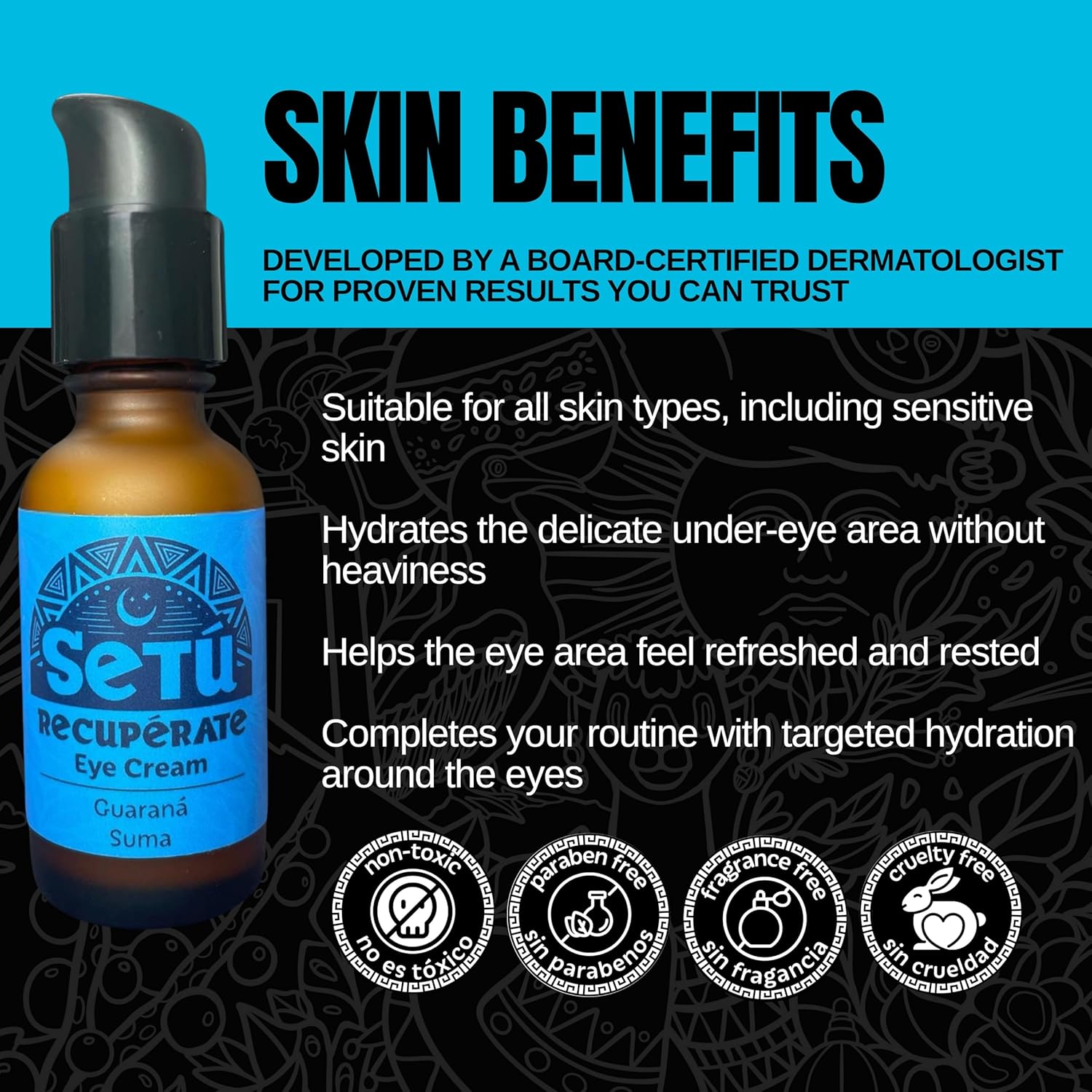 Setú Eye Cream for Men | Dermatologist-Developed with Guaraná, Suma & Achiote | Helps Reduce Puffiness & Dark Circles | Lightweight, Fast-Absorbing | All Skin Types | 1 fl. oz