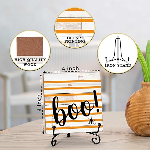 Miniatura 2 de Letrero de Halloween para decoración de escritorio para amigos, compañeros de trabajo, placa de madera con soporte, regalos de bruja para mujeres y