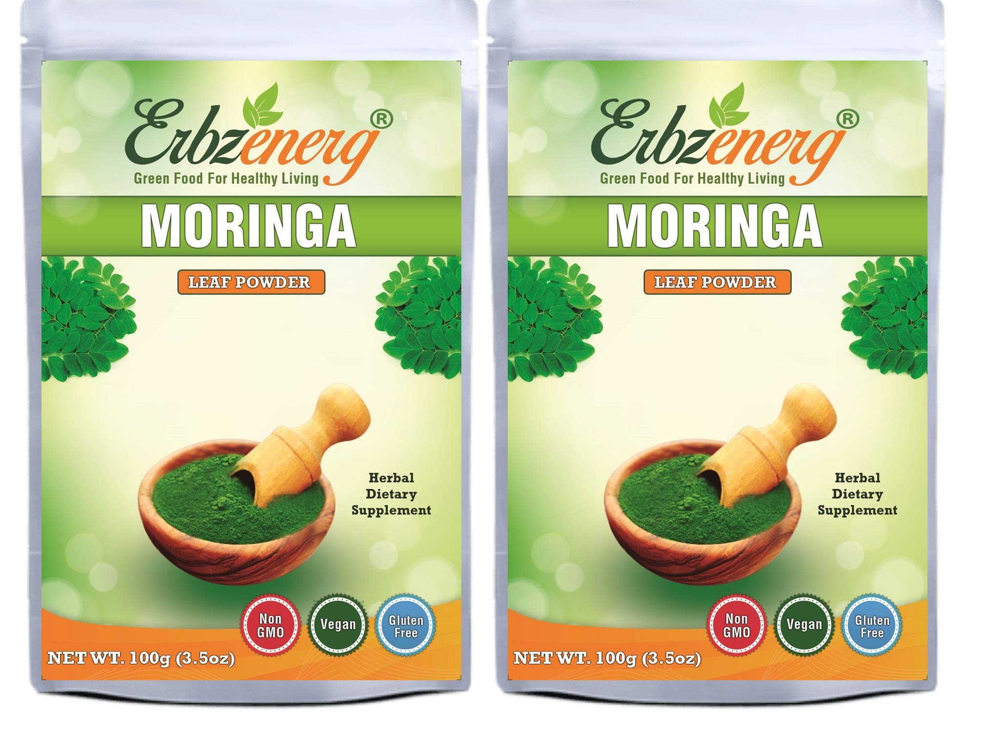 ERBZENERG� Certified Organic Moringa (Moringa oleifera) drumstick tree/horseradish tree powder 100g (Pack of 2)-image-3