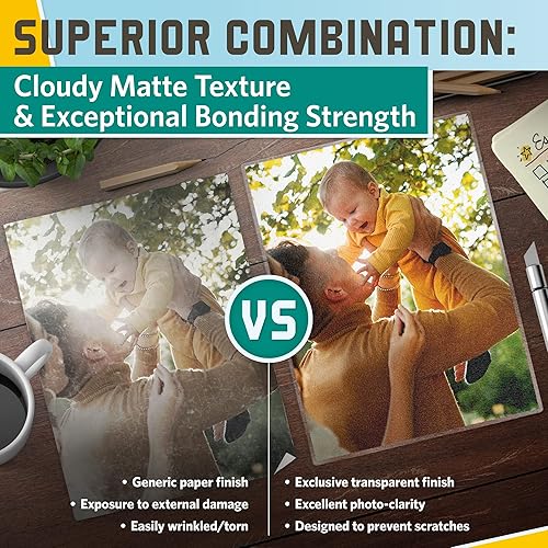 Miniatura 2 de Hojas laminadoras autoadhesivas texturizadas, acabado deslumbrante con purpurina, 9 x 11.5 pulgadas, 4 mil de grosor, paquete de 10, para hojas de