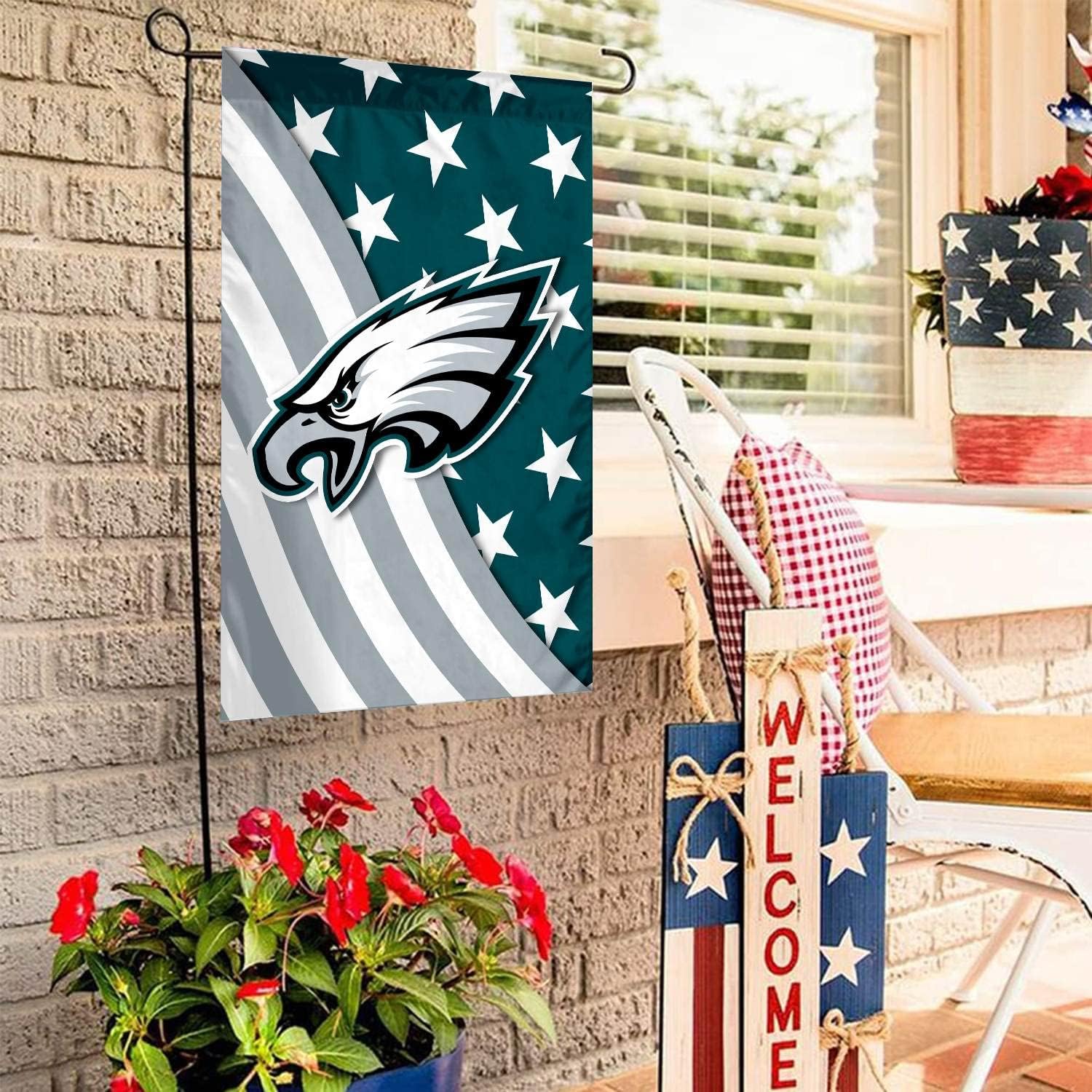 Welcome Decorations Garden Flag,Yard Outdoor Flags Decor,Football Sport Fans Double Two Sided House Flag 12 X 18 Inch (Green Gray Stripe Design) - Image 3