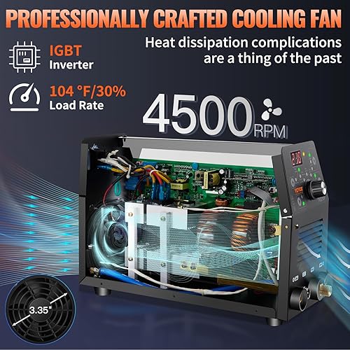 Miniatura 3 de VEVOR Soldador TIG de 210 amperios, soldador 3 en 1 TIG, 110220 V HF de doble voltaje TIGStickClean máquina de soldadura con pulso, inversor IGBT y