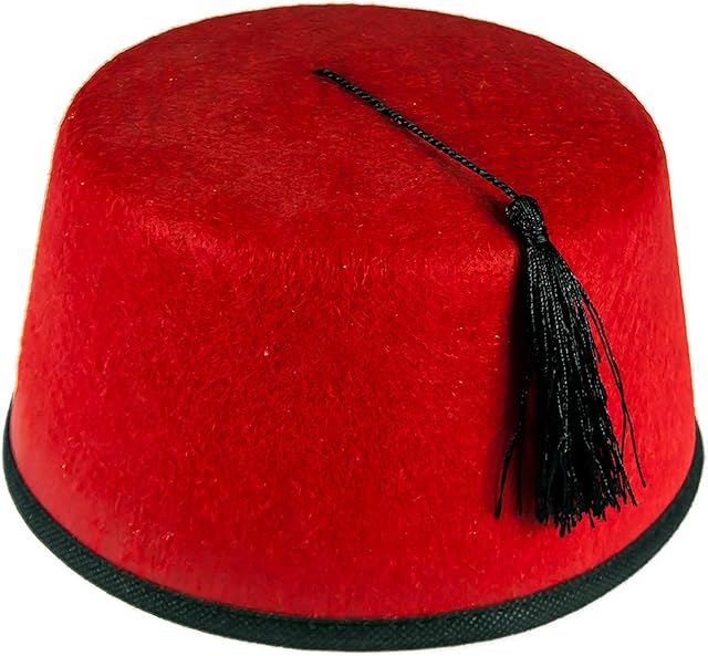 B &S Trendz RED Felt FEZ HAT Tommy Cooper Turkish Black Tassels Unisex Cap Fancy Dress (RED)