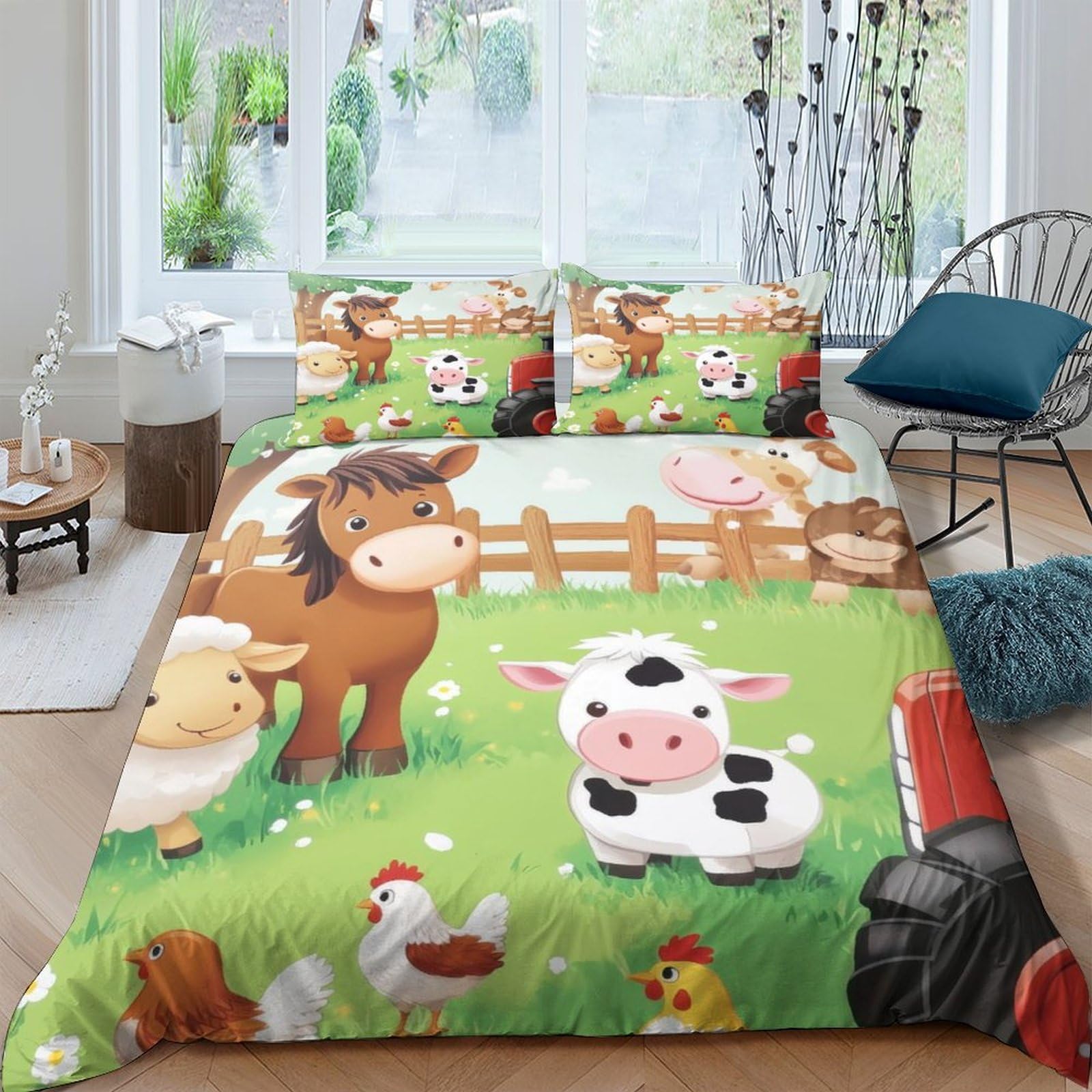 Ctjqhvkz Style-10 3D Printed Farm Animal Fitted Sheet Microfiber Soft Anti-Slip Cartoon Pasture Mattress Cover For Bedroom Guest Room Decor Single（135X200cm）