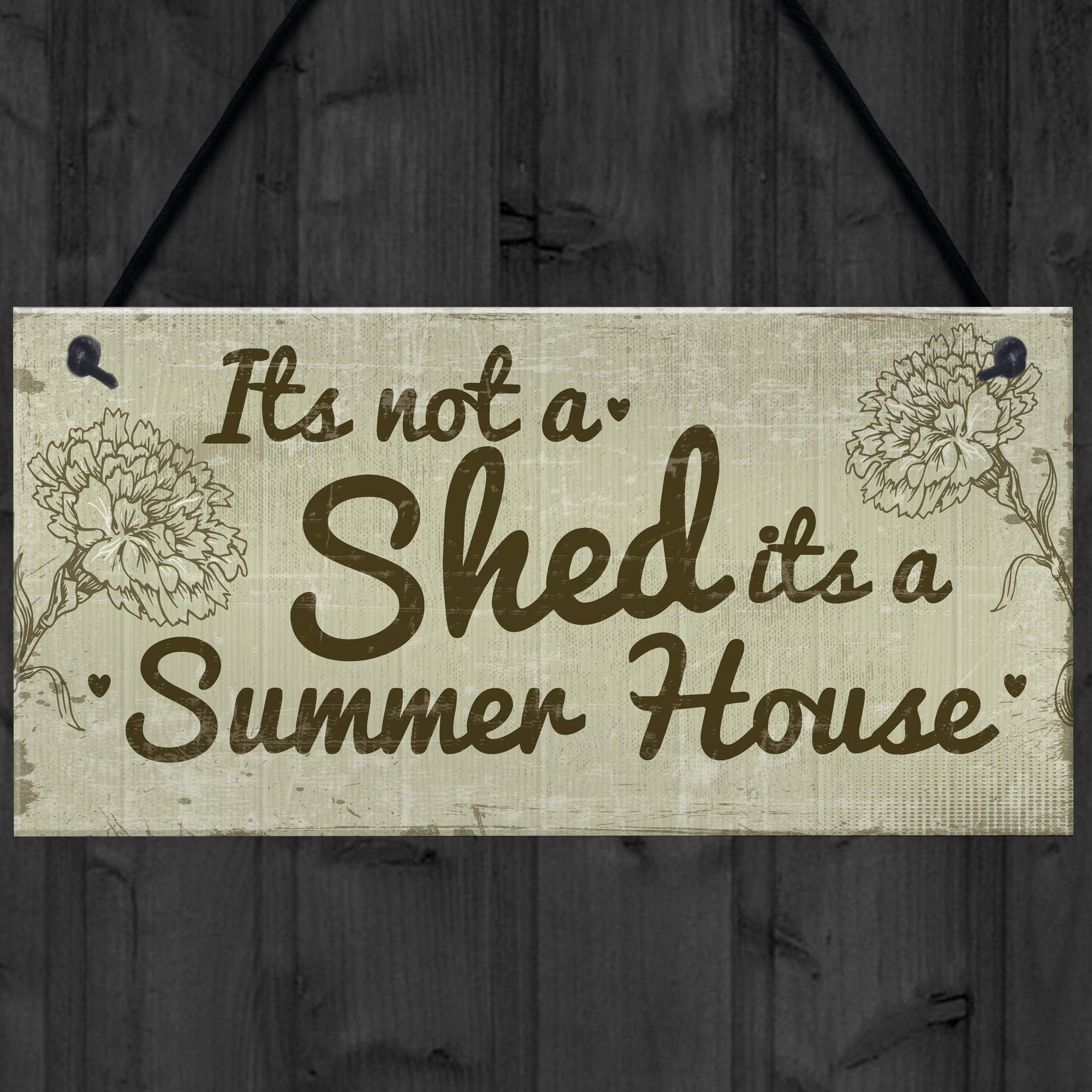 RED OCEAN Holzschild „What Happens In The Shed Stays In The Shed“ – Rustikale Gartendeko, 20x10 Cm, Made In England