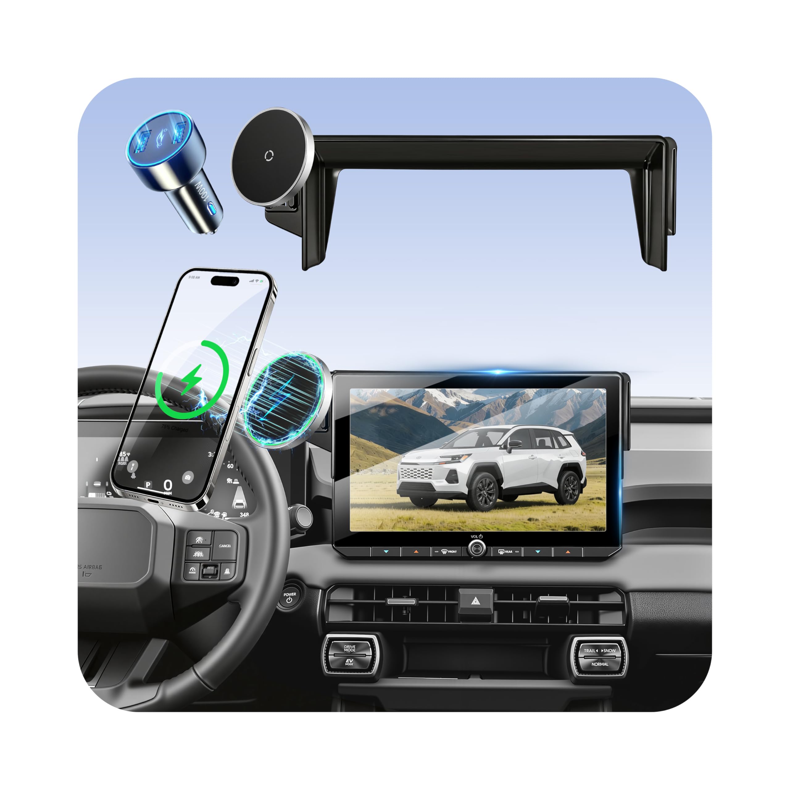 Photo 1 of AAGJJ 15W Wireless Charger Phone Mount for 2026 Toyota RAV4 (12.9" Screen)