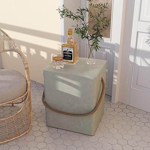 Mesa auxiliar al aire libre, mesa auxiliar rectangular MgO, mesa de centro decorativa para exteriores, balcón, sala de estar