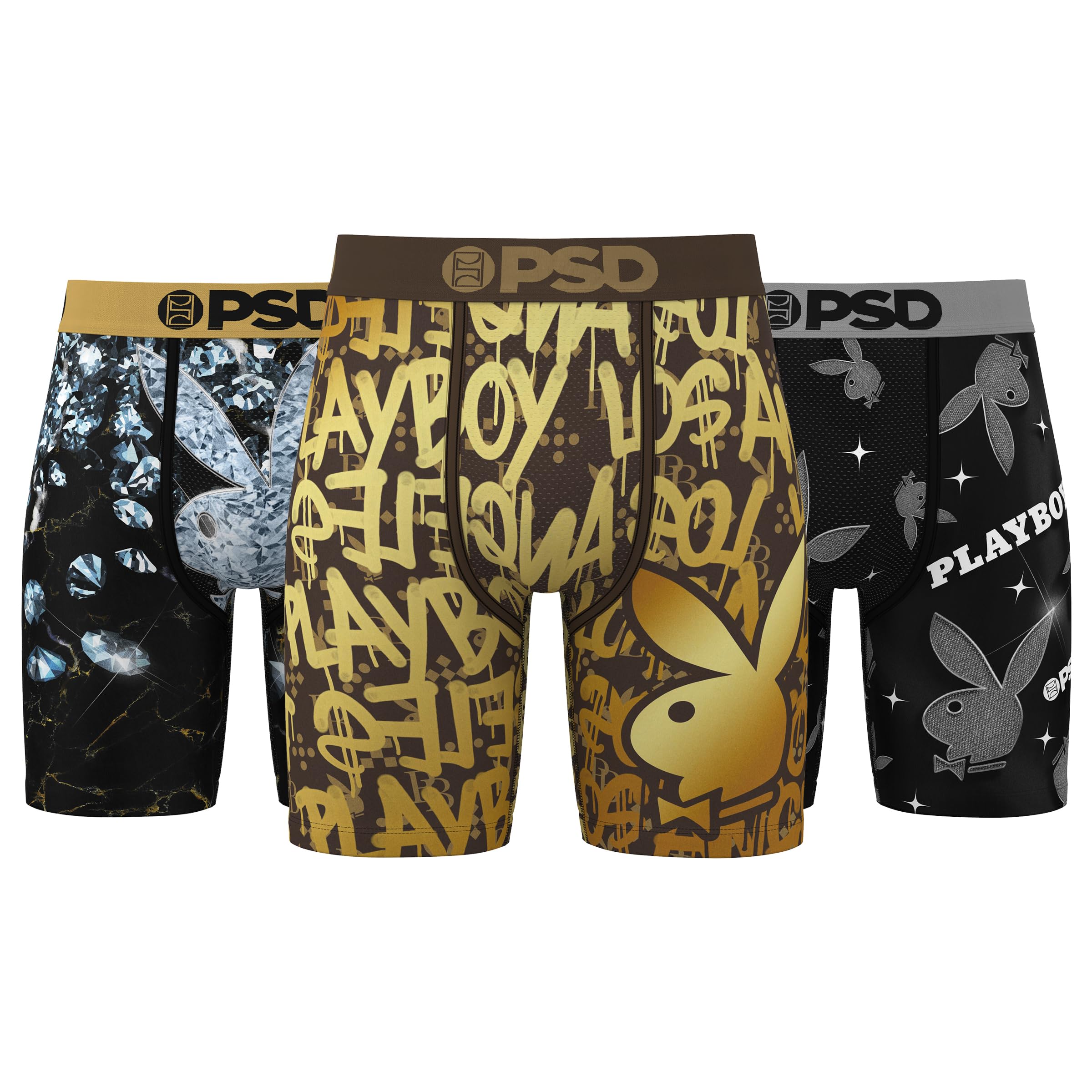PSDMen's Playboy Boxer Briefs - Breathable and Supportive Men's Underwear with Moisture-Wicking Fabric