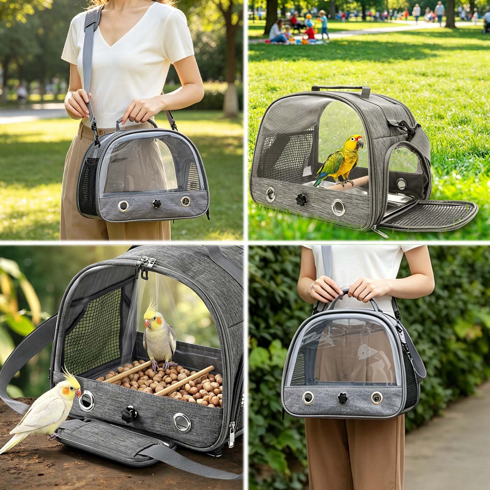 Bolsa de Transporte para pájaros,Transportador depájaros,Jaula portátilparapájaros,Bolsa de Viaje portátilparapájaros,Bolsa de Viaje para Loros,Bolsa pequeña parapájaros con Percha
