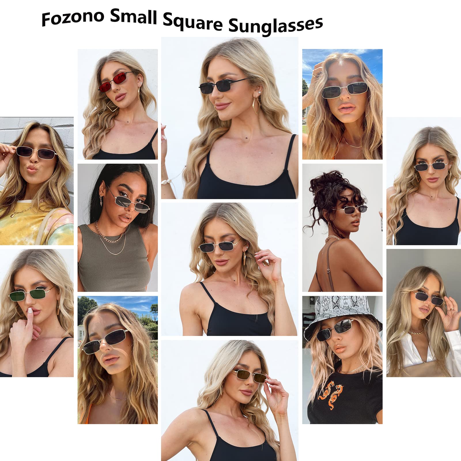Rechteckige Sonnenbrille für Damen, 90er-Jahre-Stil, Retro-Stil, klein, schmal, quadratischer Rahmen, UV400-Schutz