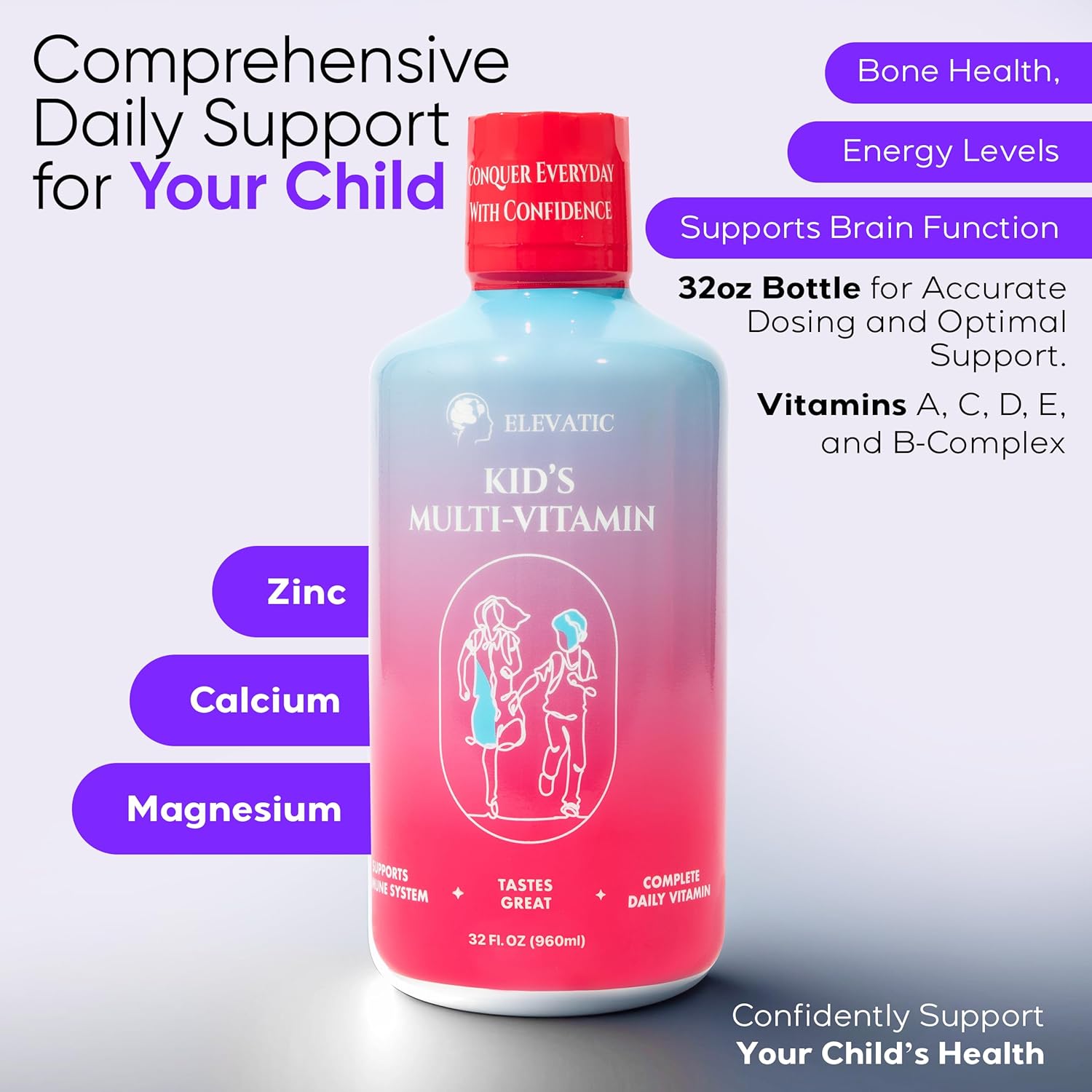 Kids multivitamin | 32 Fl.oz (960ml) | Children’s Favourite Liquid multivitamin Formula | Ensuring Daily Essential Nutrition for Kids | Free from Allergens, Artificial Colors & Flavors - Image 4