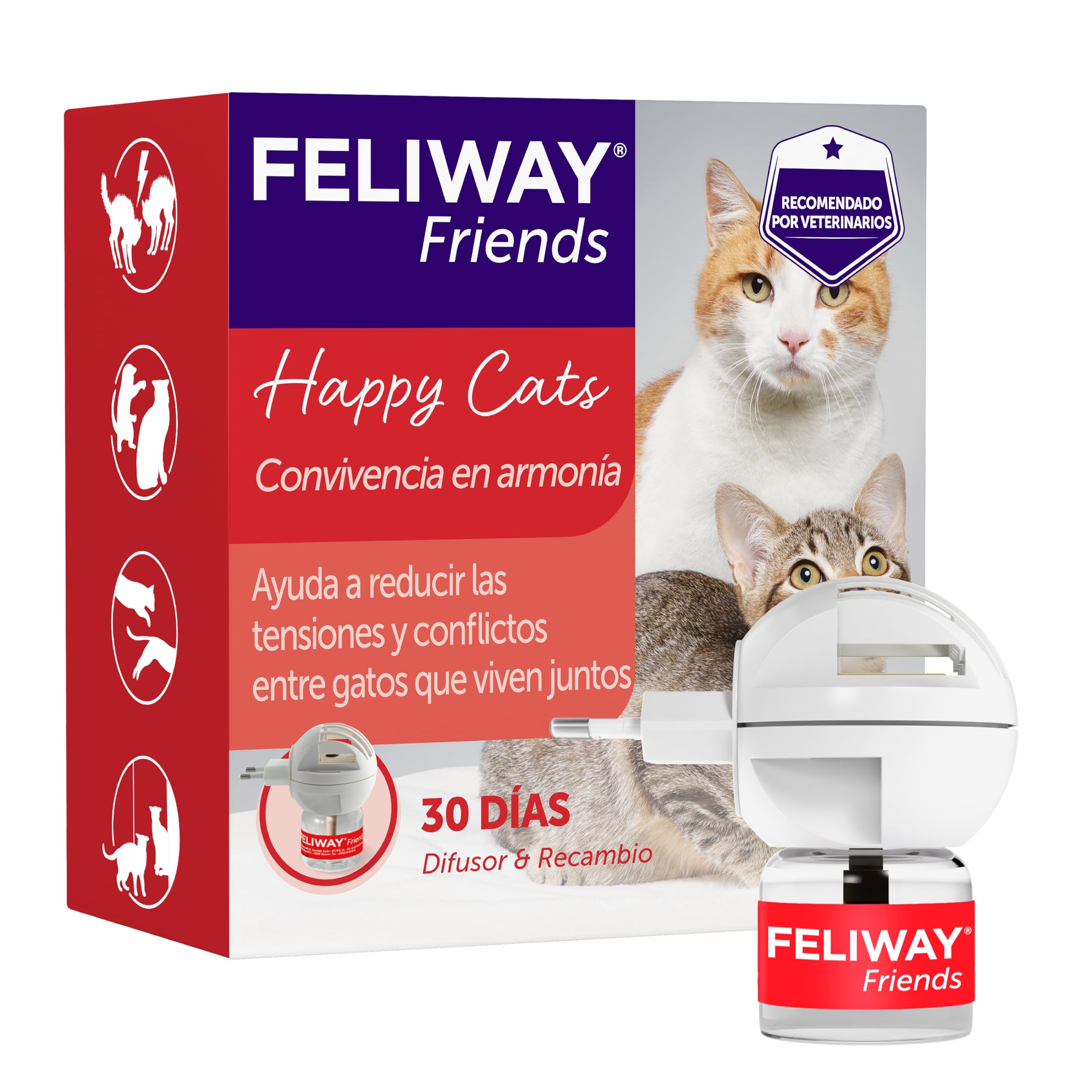 FELIWAY Friends - Difusor + Recambio de feromonas calmantes para Gatos (30 días, 48 ​​ml) - Ayuda a Crear armonía y a Reducir conflictos Entre Gatos Que Viven Juntos. Recomendado por Veterinarios