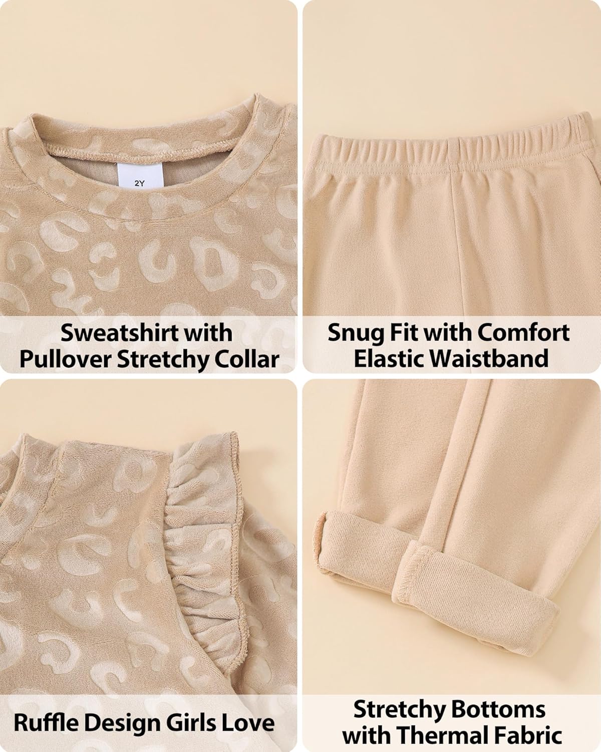 Jecson Toddler Girl Fall Clothes: Soft Warm Stretchy Outfits Set Ruffle Sleeve Sweatshirt and Leggings Cute Home & Out 2-8Y - Image 5