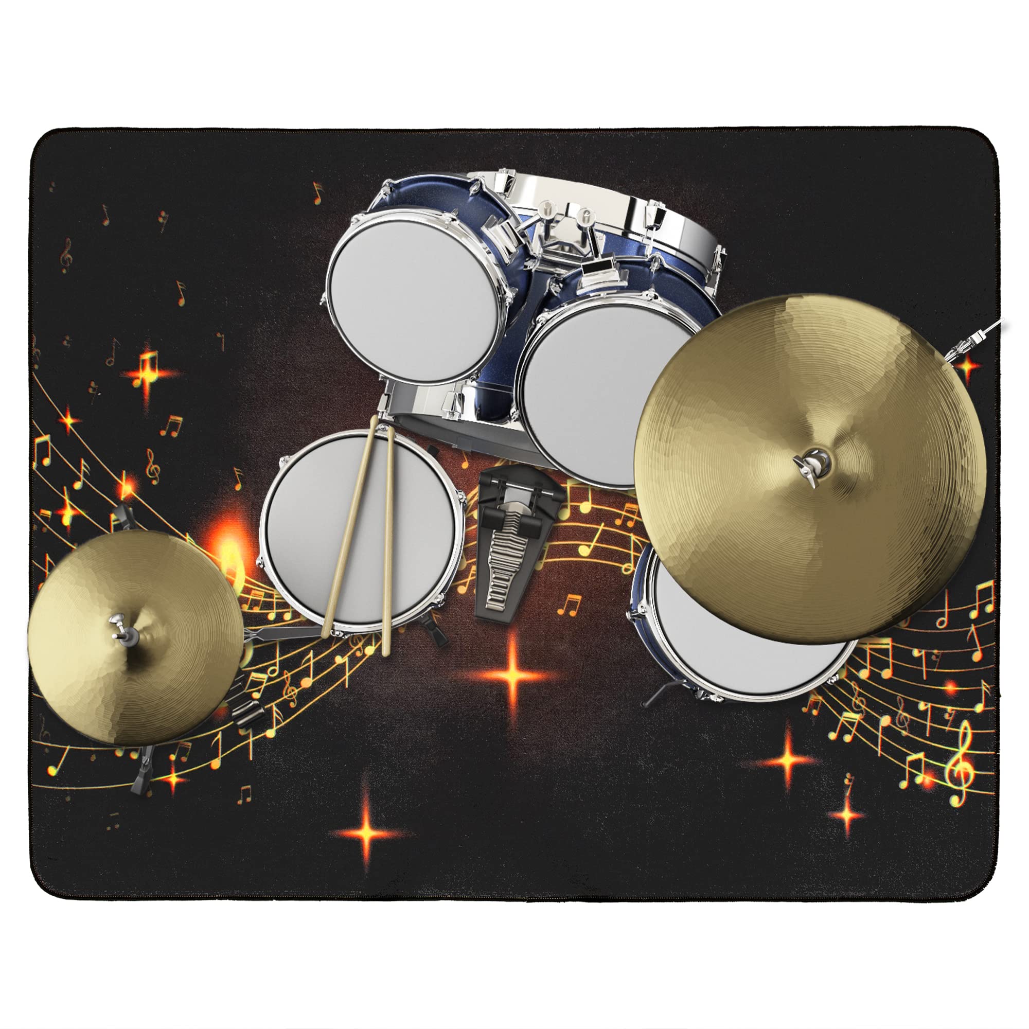 OUUTMEE Tappeto per percussioni, motivo musicale, 152 x 122 cm, antiscivolo, fonoassorbente, tappetino elettronico per esercizi