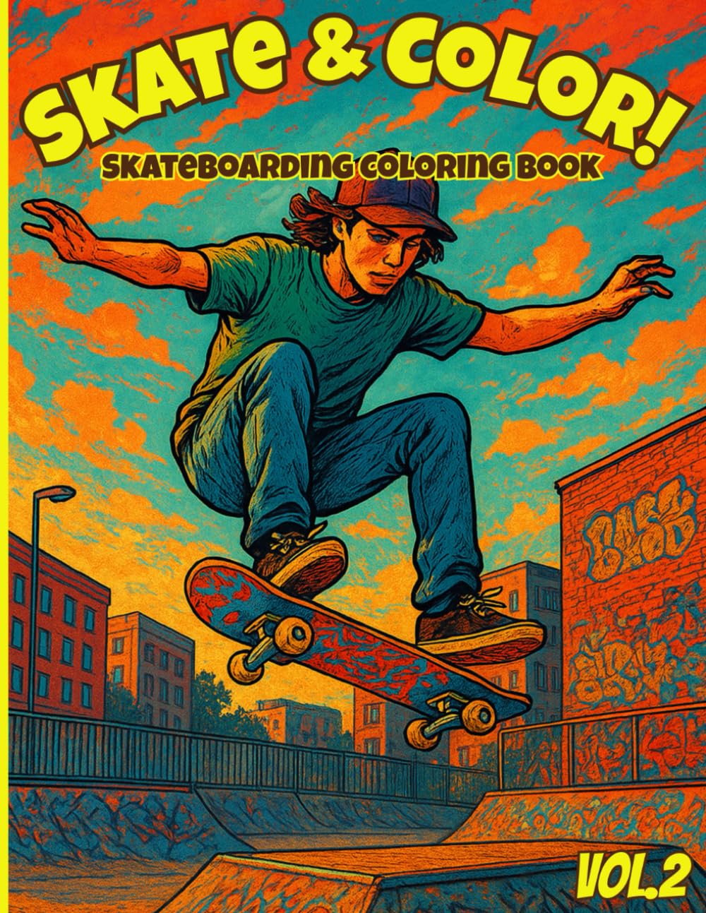 Skate & Color! Vol.2: A Skateboarding Coloring Book for Kids, Teens, and Adults (Skate & Color! Skateboarding Coloring Book)