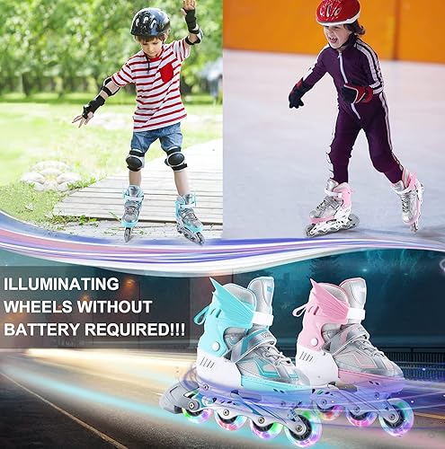 Miniatura 6 de Wheelive Adjustable Inline Skates for Kids, Beginner Roller Skates with Light up Wheels, Outdoor Roller Blades for Boys Girls Children and Teens