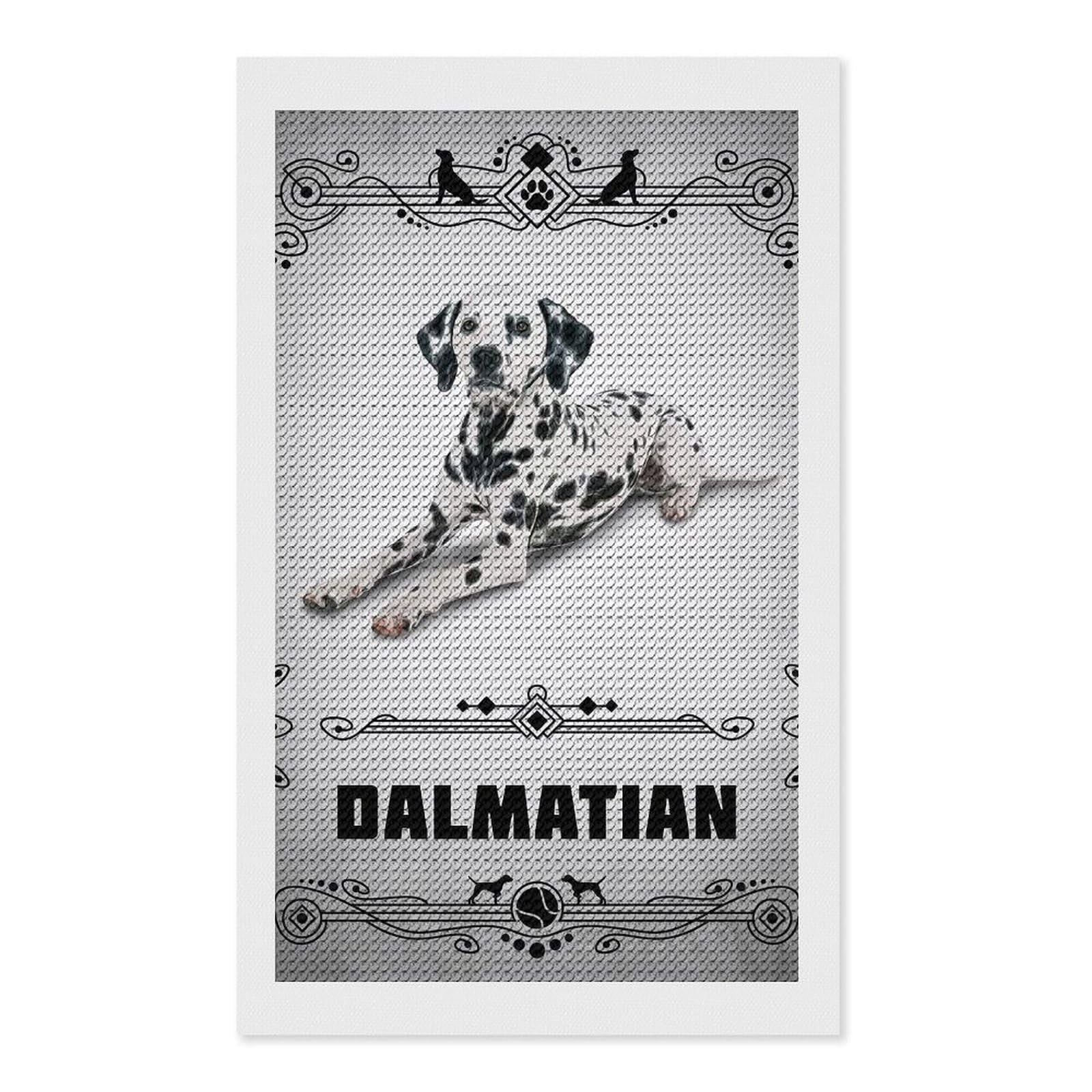Junmoney Dalmatian Diamond Painting Canvas Kit 12"x20", Leisure Activity, Aesthetic Room Decor, with Tool Kit, DIY, Gift