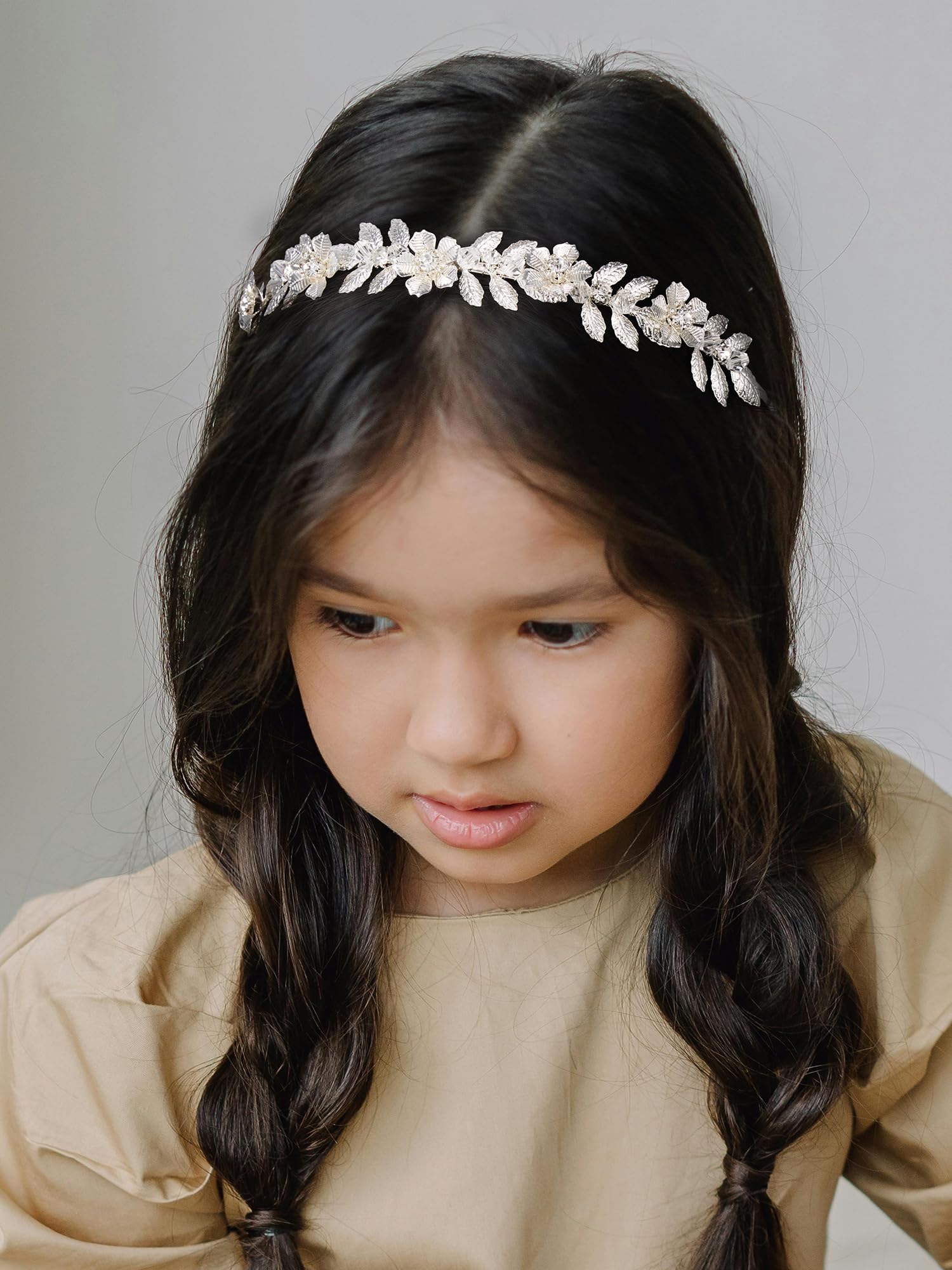 SWEETV Flower Girl Hair Headband Girls Headpiece Princess Crystal Hair Pieces SWEETV - Brandclub - SWEETV Flower Girl Headpiece for  main image 2