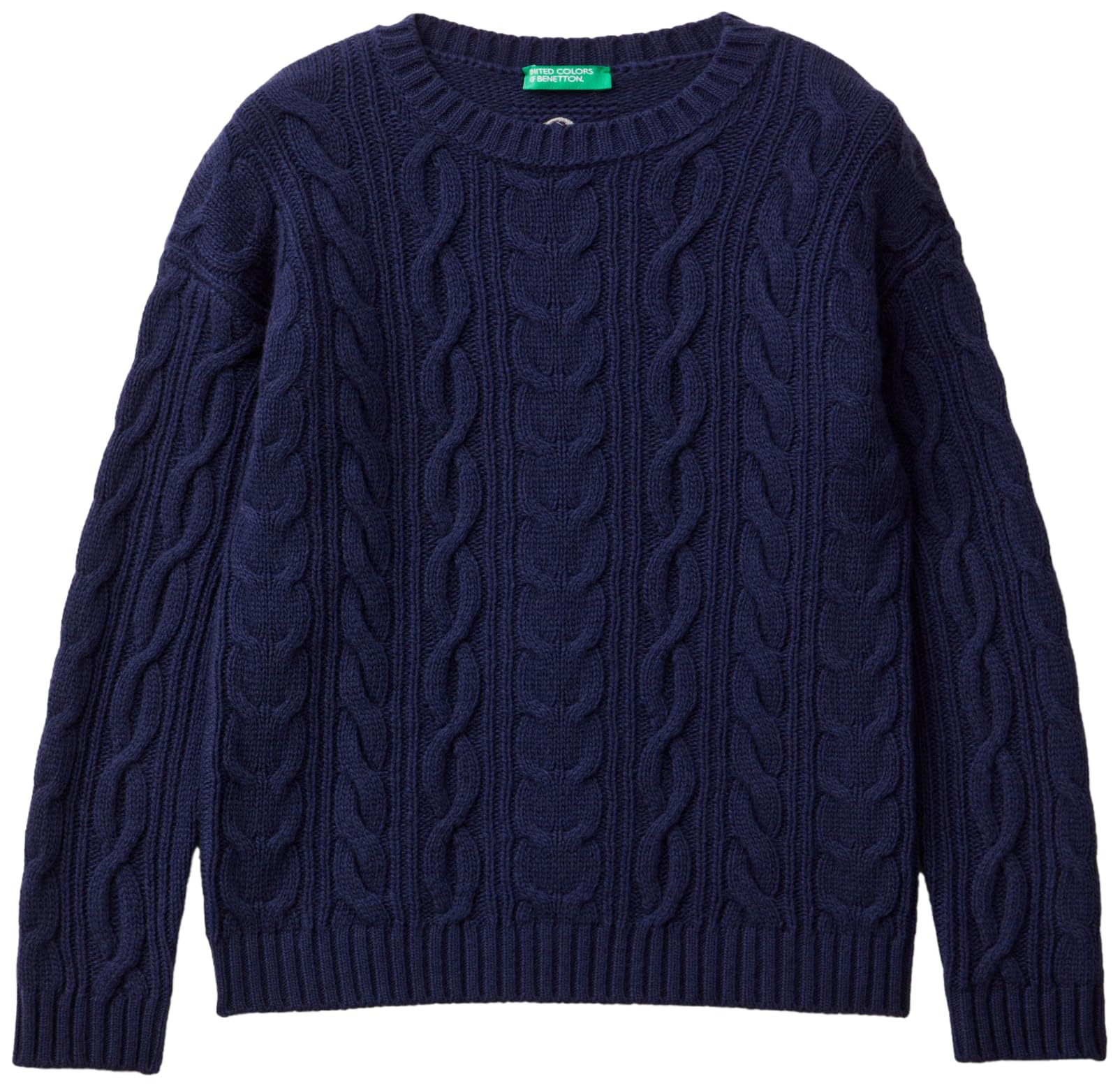 United Colors Of Benetton Maglione Bimbo In Ciniglia Con Orsetto – Girocollo Con Bottoni Sul Retro