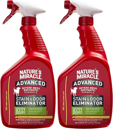 Miniatura 8 de Nature's Miracle P-96987 Perro eliminador avanzado de manchas y olores, para desastres severos de perros, aroma Sunny Lemon, 32 onzas