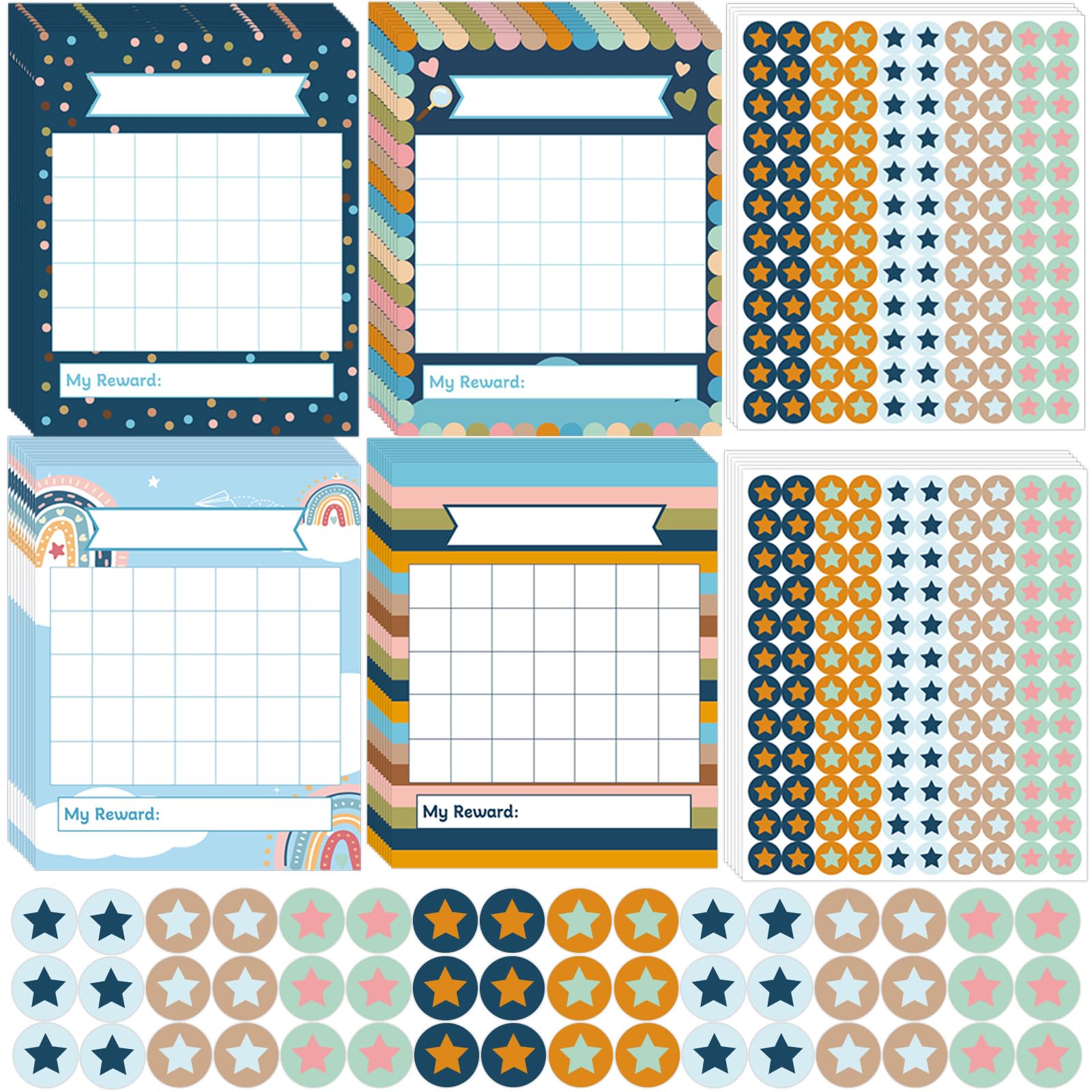 Buy 40 PCS Boho Reward Sticker Charts Rainbow Behavior Incentive