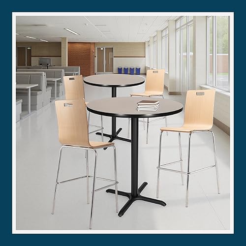 Miniatura 10 de OEF Furnishings Mesa de café – Base en X, 42 pulgadas de altura, parte superior redonda de 36 pulgadas, nebulosa gris/marco negro – Mesa de bistró