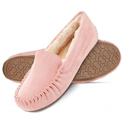 Floopi Women Slippers Moccasins Soft Faux Fur Lining with Cozy Memory Foam Ladies House Slippers for Women with