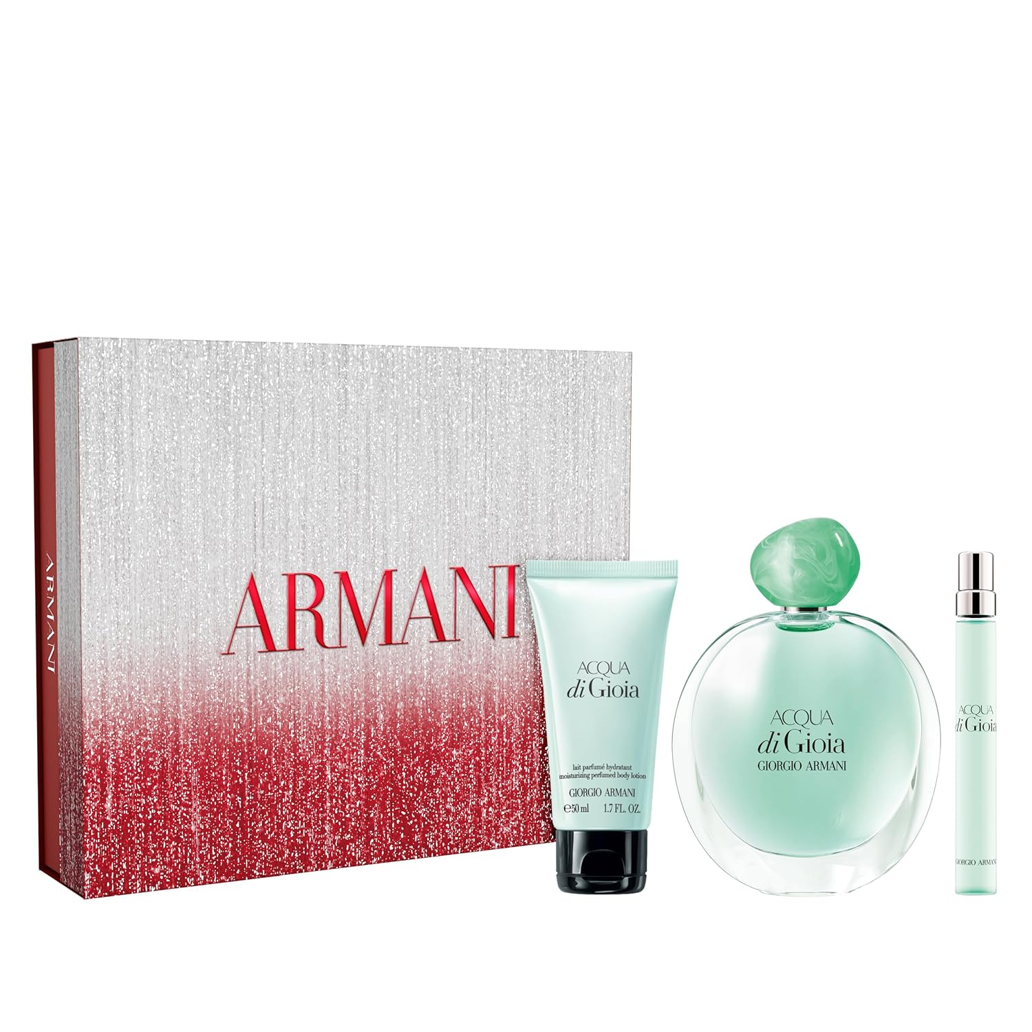 Armani Beauty – Acqua di Gioia Eau de Parfum – Women's Perfume Routine Set ($191 Value) – Full Size (3.4 Fl Oz) & Travel Size (0.3 Fl Oz) Perfumes & Body Lotion