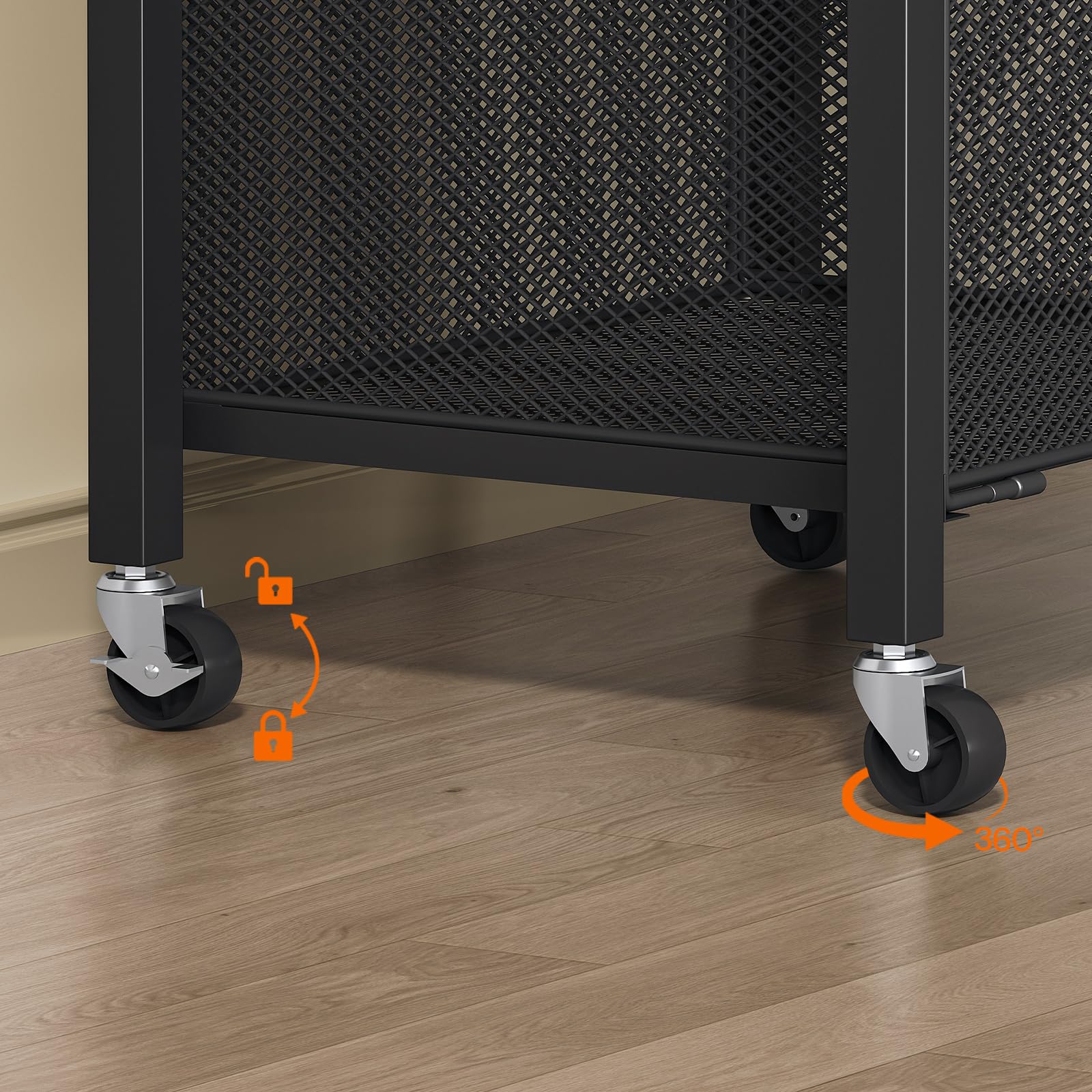 HOOBRO Soporte de Impresora con Estación de Carga, Mesa Rodante con Cajón para Documentos, Carrito Móvil de 4 Niveles con Toma CA, para Oficina, Marrón Rústico y Negro EBF17CPS01