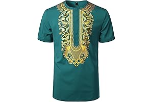 Men's Kente African Ethnic Short Sleeve Shirt