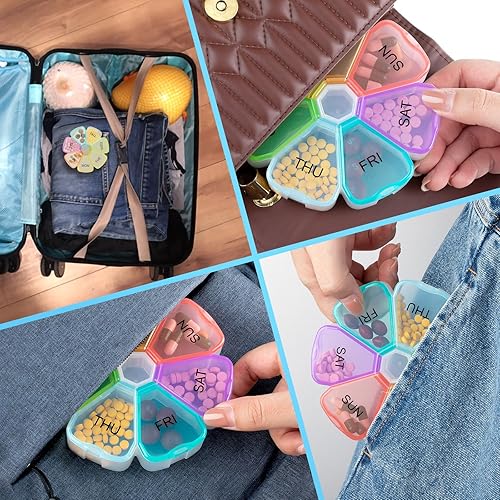 Miniatura 7 de Patelai Organizador semanal de pastillas de 12 piezas, pastillero grande para 7 días, contenedor de píldoras de viaje diario con 7 compartimentos,