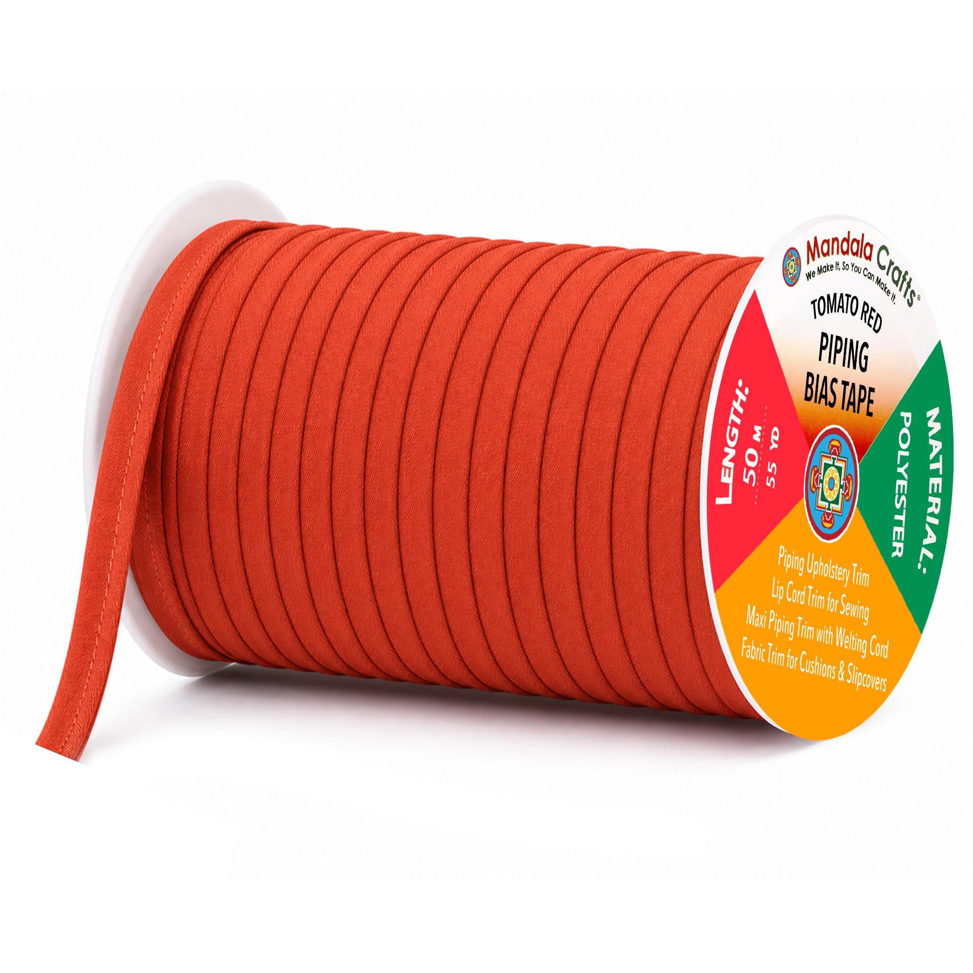 Amazon.com: Mandala Crafts Tomato Red Maxi Piping Bias Tape with