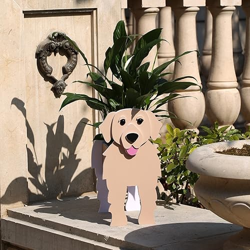 Miniatura 5 de Gochoi Golden Retriever - Macetas de perro Golden Retriever para decoración de jardín al aire libre, contenedor de plantas Golden Retriever para