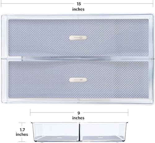 Miniatura 2 de Glad Organizador de cajones, 15 x 9 pulgadas, bandeja de almacenamiento de plástico transparente dividida para cajones de basura, utensilios de